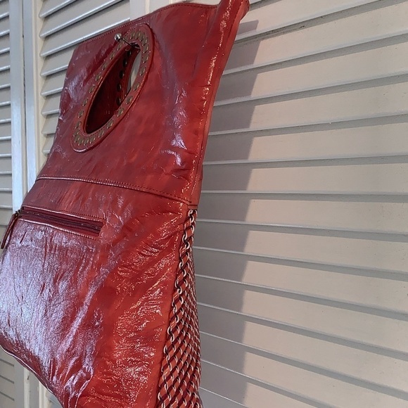 Faux Leather woven studded Large Clutch Purse in Wine Red - Picture 3 of 11